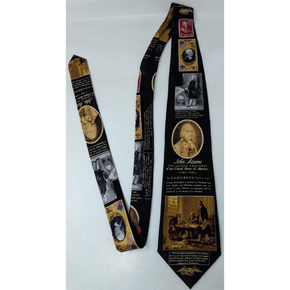 Vintage Museum Artifacts President John Adams History Polictical Silk Necktie